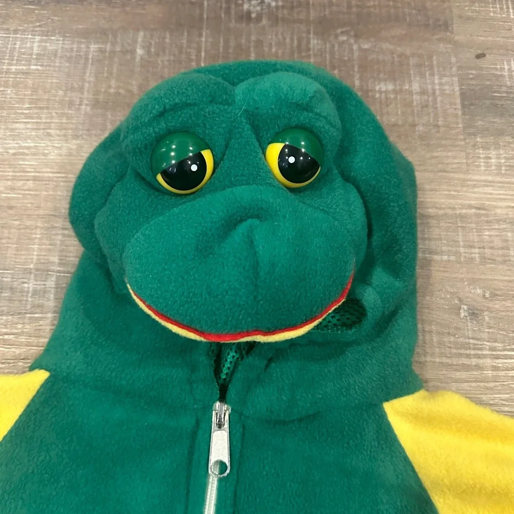 VTG Walmart Frog Fleece Costume Jumpsuit 2T Hooded One Piece Romper Kidcore